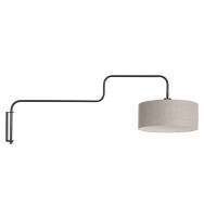 Black Wall Lamp Bloeba 4174ZW with grey coarse linen shade