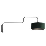 Black Wall Lamp Bloeba 4176ZW with white green velvet shade