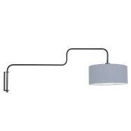 Black Wall Lamp Bloeba 4177ZW with blue coarse linen shade