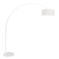 White floor lamp / arc lamp Sparkled Light 7169W with white coarse linen shade