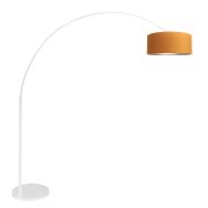 White floor lamp / arc lamp Sparkled Light 7173W with gold velvet shade