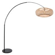 Black floor lamp / arc lamp Sparkled Light 7507ZW with clear bamboo shade