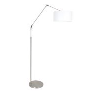 Steel-colored floor lamp Prestige Chic 8100ST with white fine linen shade