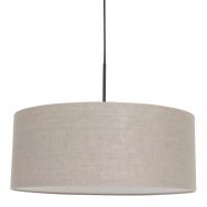 Zwarte hanglamp Sparkled Light 8155ZW met grijs bruin linnen kap