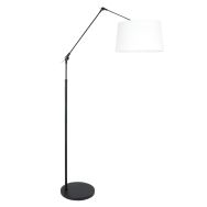 Zwarte vloerlamp / booglamp Prestige Chic 8184ZW met wit grof linnen kap