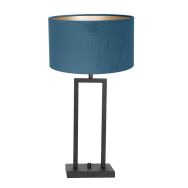 Zwarte tafellamp Stang 8215ZW met draai schakelaar en blauw velours kap