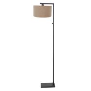 Black floor lamp Stang 8217ZW with switch and gray linen shade