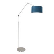 Steel-colored floor lamp Prestige Chic 8237ST with blue velvet shade