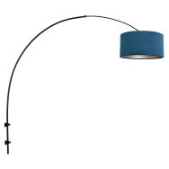 Zwarte boog wandlamp Sparkled Light 8245ZW met blauw velours kap