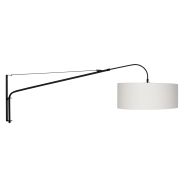 Zwarte wandlamp Elegant Classy 3923ZW met wit grof linnen kap