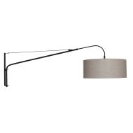 Zwarte wandlamp Elegant Classy 9324ZW met grijs linnen kap