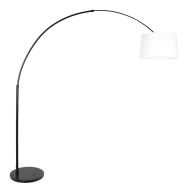 Black floor lamp / arc lamp Sparkled Light 9828ZW with white linen tapered shade