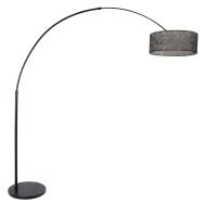 Black floor lamp / arc lamp Sparkled Light 9834ZW with Sizoflor black transparent shade