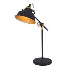 Zwart gouden stoere tafellamp Nove 1321ZW met E27 fitting