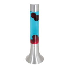 Steel-colored lava lamp Volcan 3117ST with clear and red liquid