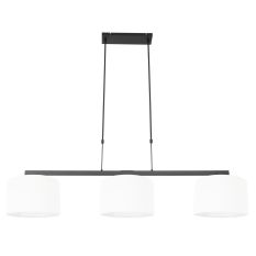 Black 3-light hanging lamp Stang 3458ZW with white linen shades