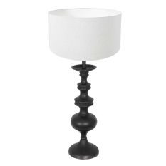 Table lamp Lyons 3485ZW Black with white linen shade and cord switch