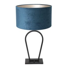 Black table lamp Stang 3510ZW with blue velvet shade and on/off switch