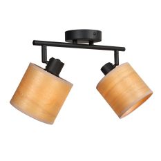 Spot plafond Bambus 3666ZW Noir avec abat-jours en bois