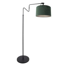 Zwarte vloerlamp 'kleine booglamp' Linstrom 3735ZW met groene velours kap