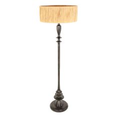 Black floor lamp Bois 3775ZW with switch and natural grass shade