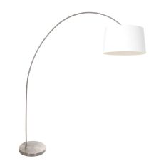 Arc lamp Solva 3917ST with a white coarse linen lampshade