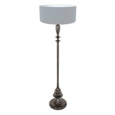 Zwarte vloerlamp Bois 3925ZW met schakelaar en spijkerstof blauw linnen kap