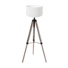 Floor lamp Triek 4100ZW tripod with coarse linen white lampshade