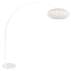 White floor lamp Sparkled Light 4185W with white silk flat-round lampshade