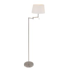 Steel-colored floor lamp Bella 5894ST with white linen shade