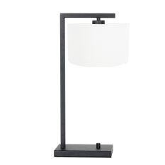Black table lamp Stang 7118ZW with white fine linen shade