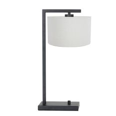 Black table lamp Stang 7120ZW with white coarse linen shade