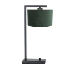 Black table lamp Stang 7121ZW with green velvet shade