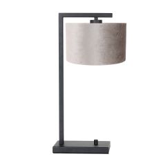 Black table lamp Stang 7122ZW with gray velvet shade