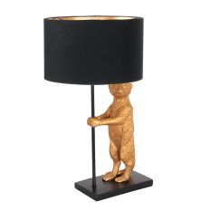 Gold with black table lamp Animaux 7202ZW with black gold-colored linen shade