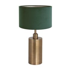 Bronze-colored table lamp Brass 7310BR with green velvet shade