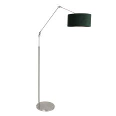 Steel-colored floor lamp Prestige Chic 8103ST with green velvet shade