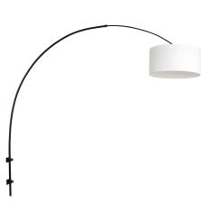 Zwarte boog wandlamp Sparkled Light 8138ZW met wit grof linnen kap