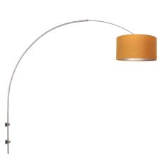 Steel-colored arc wall lamp Sparkled Light 8147ST with gold velvet shade