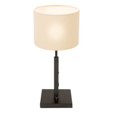Black table lamp Stang 8161ZW with rotary switch and white coarse linen shade