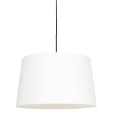 Zwarte hanglamp Sparkled Light 8190ZW met wit taps toelopende grof linnen kap