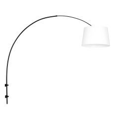 Zwarte boog wandlamp Sparkled Light 8192ZW met wit taps toelopende linnen kap