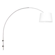 Steel-colored arc / wall lamp Sparkled Light 8197ST with white linen tapered shade