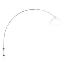 Staalkleurige boog / wandlamp Sparkled Light 8200ST met wit kunststof bol kap