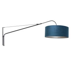 Black wall lamp Elegant Classy 8244ZW with blue velvet shade