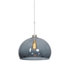 Staalkleurige hanglamp Sparkled Light 9231ST met grijs kunststof bol kap