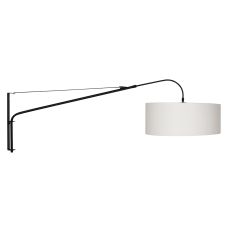 Black wall lamp Elegant Classy 3923ZW with white coarse linen shade