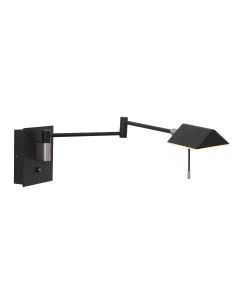 Wandlamp Retina 3402ZW Zwart met USB poorten