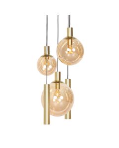 Hanglamp Bollique New 3801ME Messing 5 lichts waarvan 2 kokers