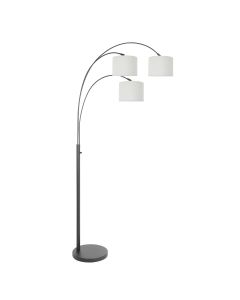 3 Lichts vloerlamp Sparkled Light 3825ZW met wit linnen kappen